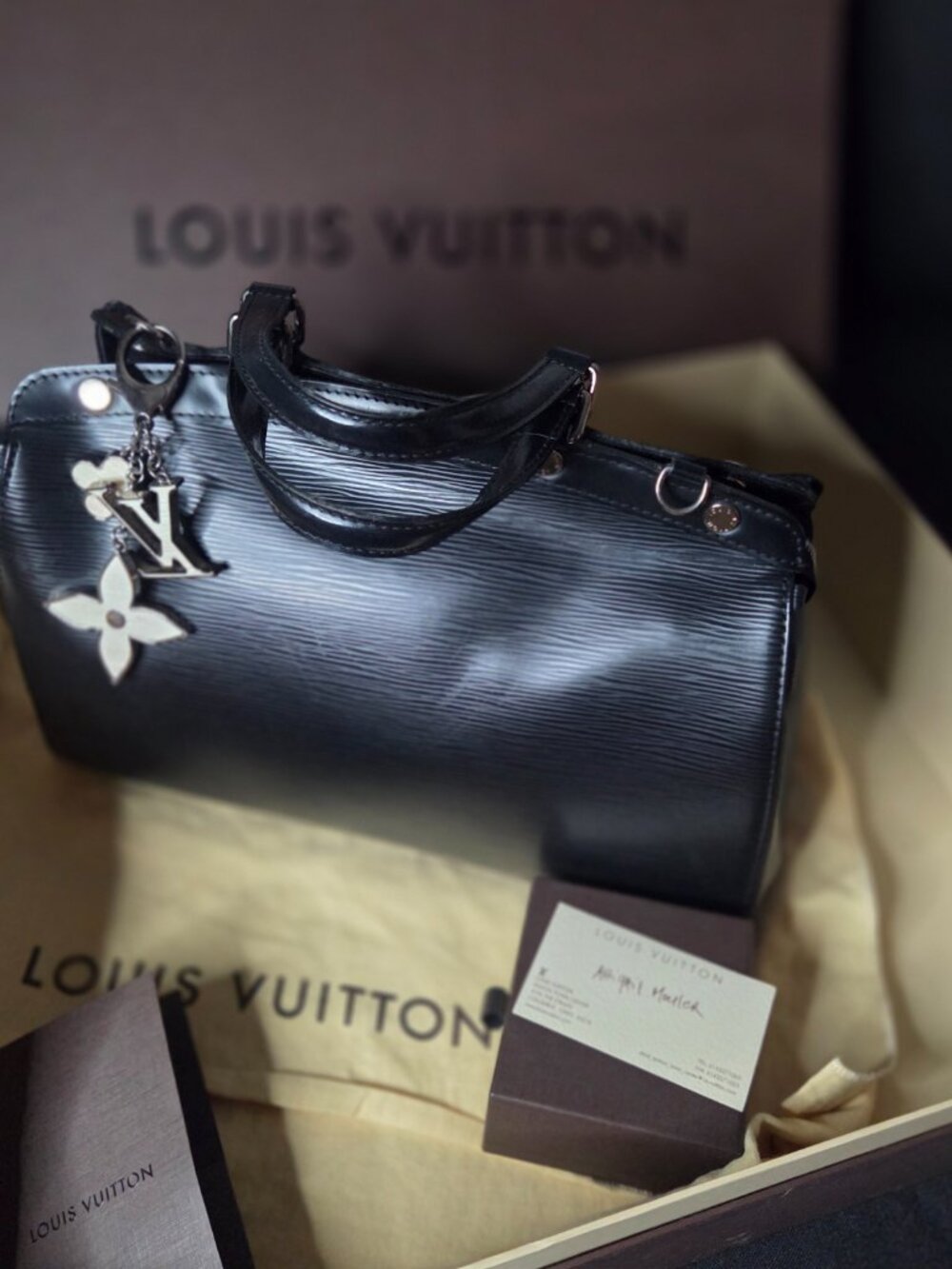 Authentic Louis Vuitton Epi Leather Brea MM Bag = Black
